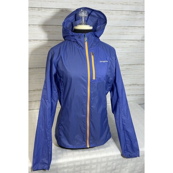 Patagonia Houdini Jacket Womens MEDIUM Blue Windbreaker Hooded Packable Ripstop - Picture 1 of 16